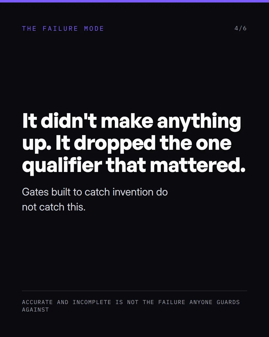 It didn't make anything up. It dropped the one qualifier that mattered