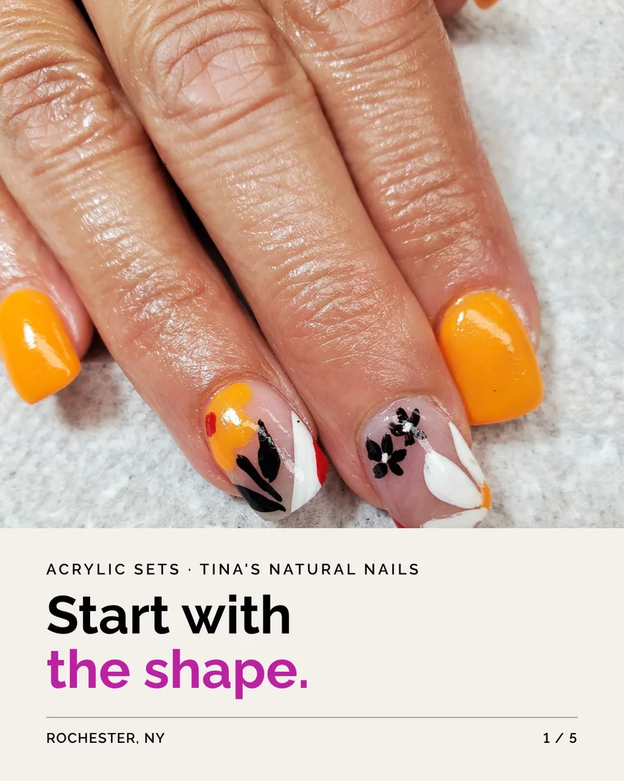 Slide 1: Start with the shape, over a photo of an acrylic set