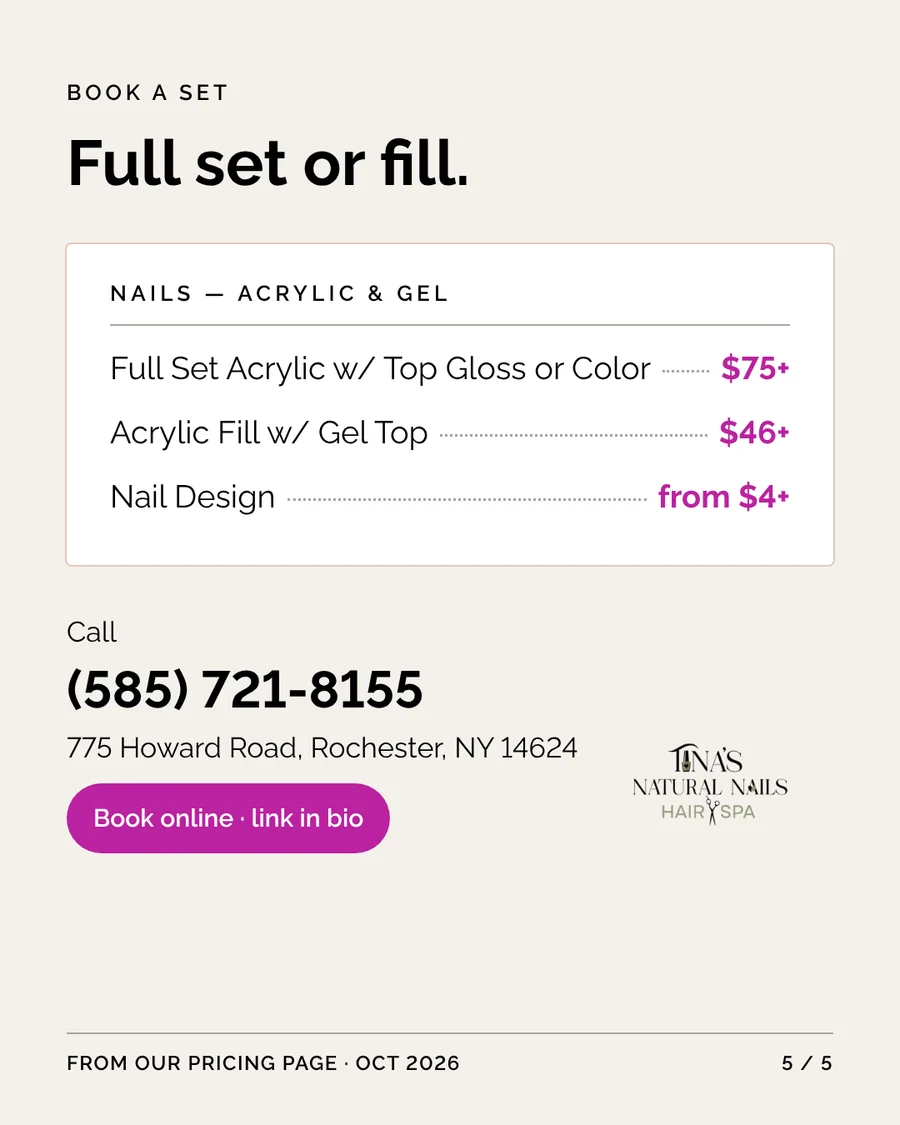 Slide 5: Full set or fill, with prices